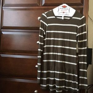 Green and white striped top